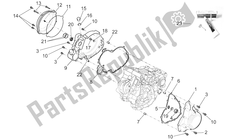 Todas as partes de Cárter Ii do Aprilia RXV SXV 450 550 VDB Merriman 2008