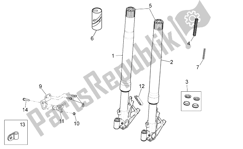 Todas las partes para Tenedor Frontal de Aprilia Tuono V4 1100 Factory USA CND 2016