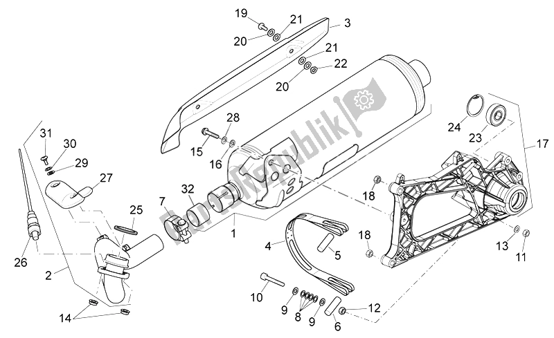 Tutte le parti per il Unità Di Scarico del Aprilia Scarabeo 400 492 500 Light 2006