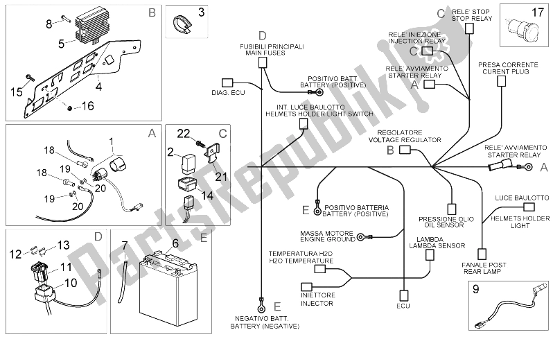 Todas las partes para Sistema Eléctrico Trasero de Aprilia Atlantic 300 2010