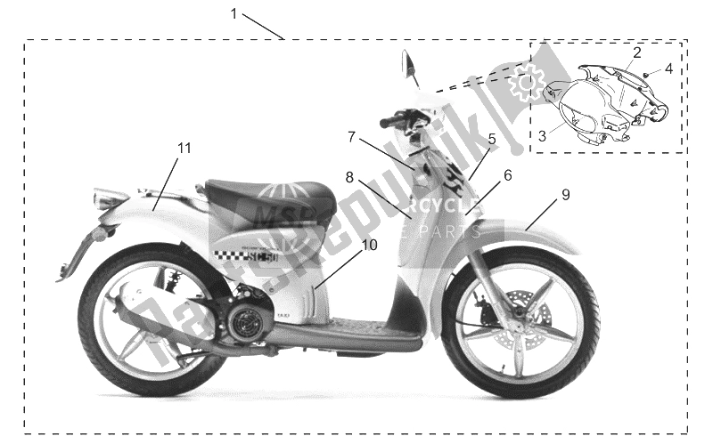 Alle Teile für das Nach Speziellen Körperteilen des Aprilia Scarabeo 50 2T ENG Minarelli 1999