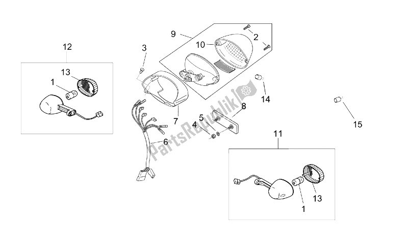 All parts for the Rear Lights of the Aprilia RS 50 Tuono 2003