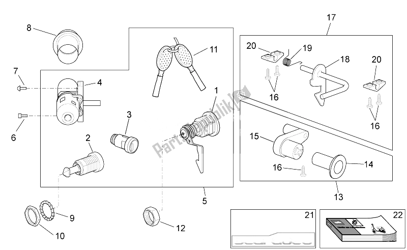 Alle onderdelen voor de Sticker - Hardware Kit Vergrendelen van de Aprilia Scarabeo 100 4T E3 2014