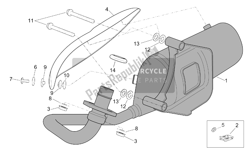 All parts for the Exhaust Pipe of the Aprilia Scarabeo 100 4T E2 2001