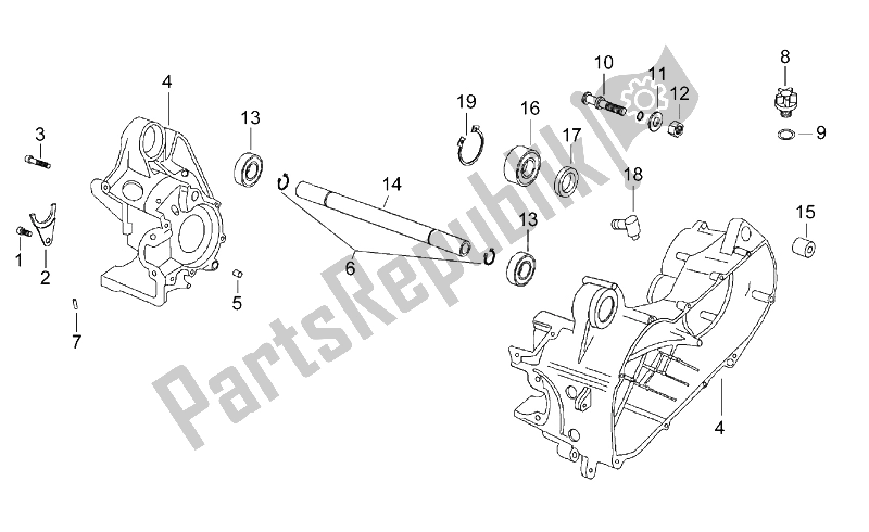 All parts for the Central Crank-case Set of the Aprilia SR Viper 50 H2O 1994