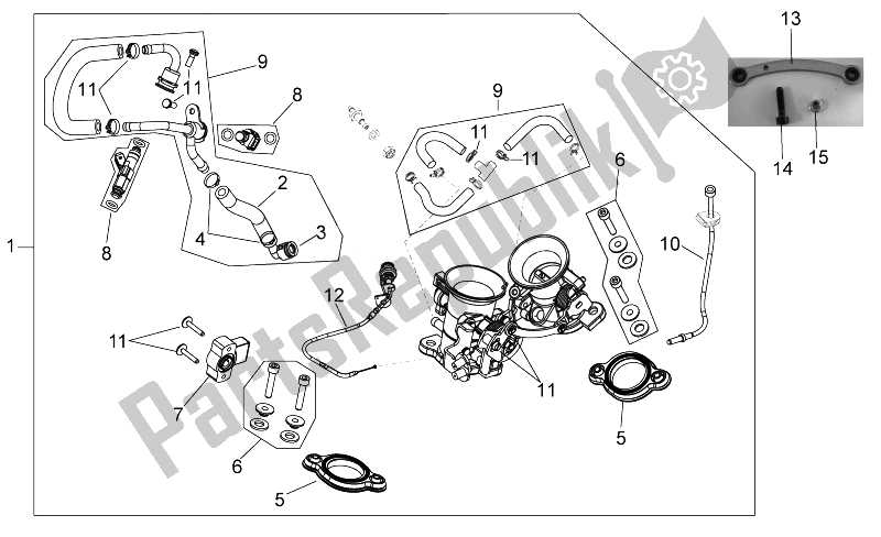 All parts for the Throttle Body of the Aprilia RXV SXV 450 550 VDB Merriman 2008