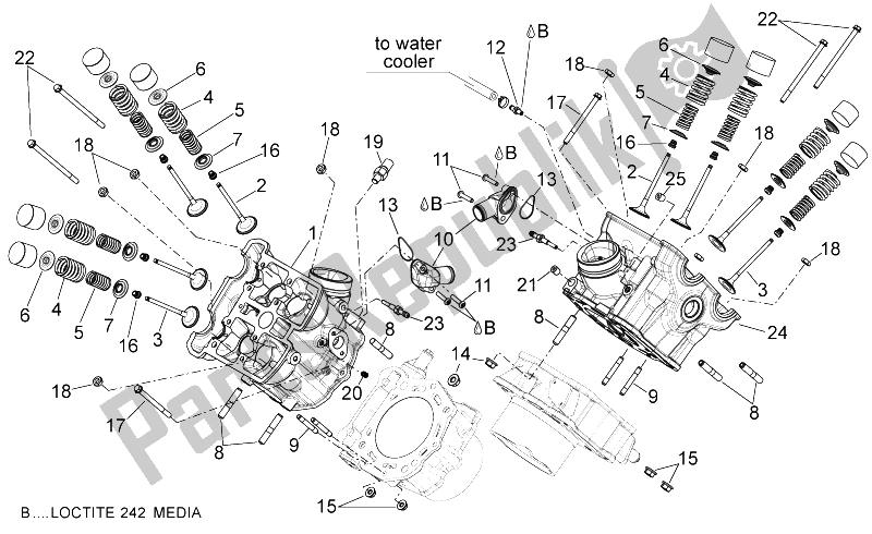 Alle onderdelen voor de Cilinderkop - Kleppen van de Aprilia Dorsoduro 750 ABS USA 2015