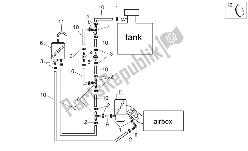 Todas las partes para Sistema De Recuperación De Vapor De Combustible de Aprilia Scarabeo 100 4T E3 2006