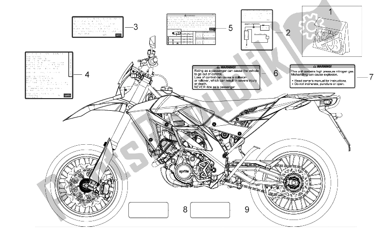 All parts for the Decal of the Aprilia RXV 450 550 Street Legal 2009