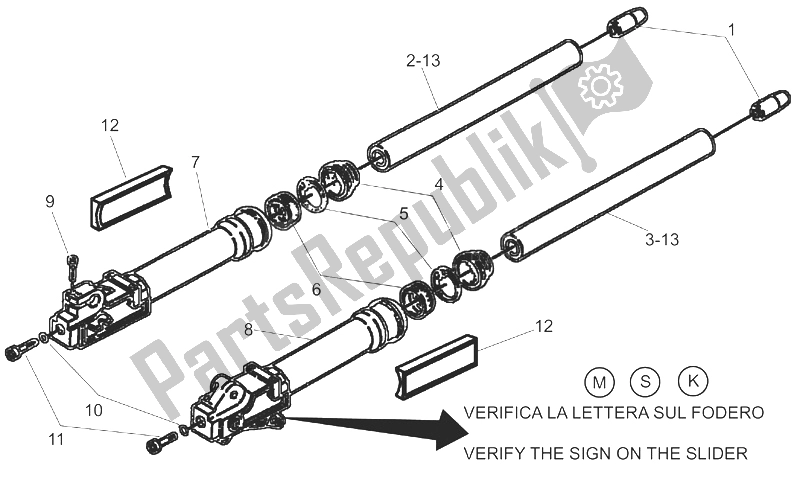 Alle Teile für das Gabel Ii des Aprilia SR 50 H2O Ditech E2 2002