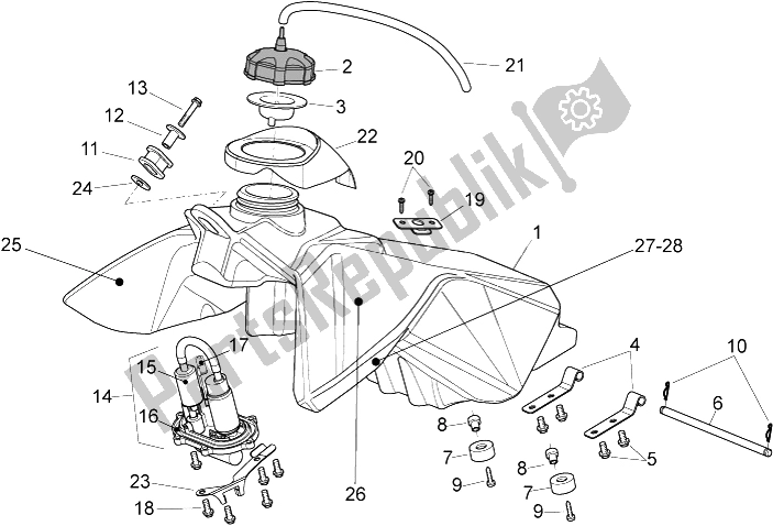 All parts for the Fuel Tank of the Aprilia RXV SXV 450 550 Pikes Peak 2009