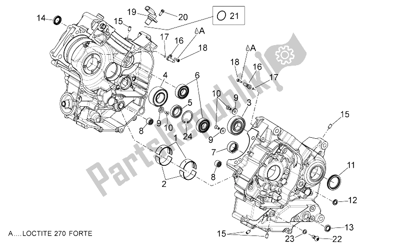 All parts for the Crankcases Ii of the Aprilia Shiver 750 GT 2009