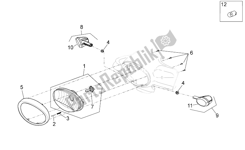 Tutte le parti per il Luci Anteriori del Aprilia Scarabeo 100 4T E3 2014