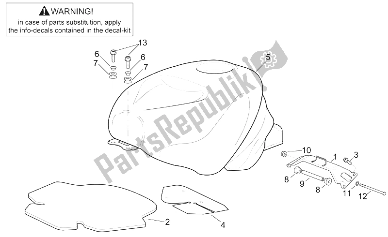 Alle onderdelen voor de Brandstoftank I van de Aprilia RSV Mille 1000 2000