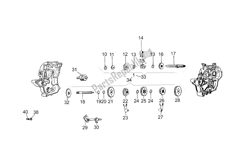 All parts for the Gear Box of the Aprilia Pegaso 50 1992