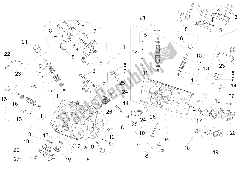 Alle Teile für das Zylinderkopfventile des Aprilia RSV4 Racing Factory L E 1000 2015