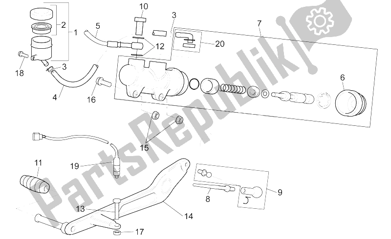 All parts for the Rear Master Cylinder of the Aprilia SL 1000 Falco 2000