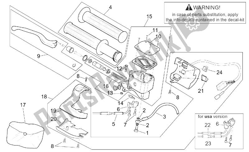 Todas as partes de Controles Rh do Aprilia Scarabeo 125 150 200 ENG Rotax 1999