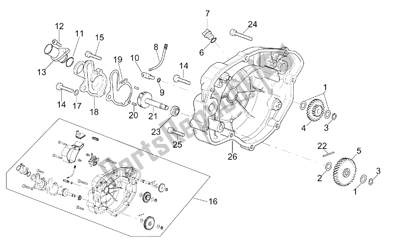 All parts for the Clutch Cover of the Aprilia RS 50 Tuono 2003