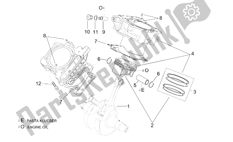 Alle onderdelen voor de Krukas Ii van de Aprilia RSV Tuono 1000 2002