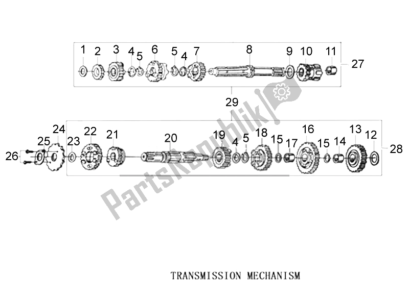 Alle onderdelen voor de Schakelmechanisme van de Aprilia ETX 150 2014