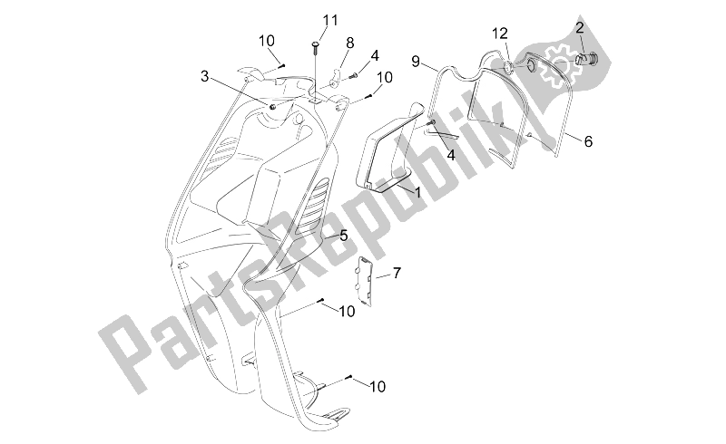 Toutes les pièces pour le Corps Avant - Bouclier Interne du Aprilia Sonic 50 H2O 1998