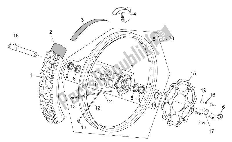 All parts for the Front Wheel of the Aprilia RXV 450 550 Street Legal 2009
