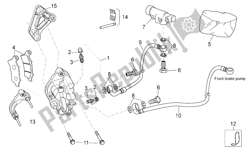 All parts for the Front Brake Caliper of the Aprilia Atlantic 400 500 Sprint 2005