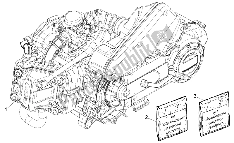 Tutte le parti per il Motore, Assemblaggio del Aprilia SR Motard 50 4T 4V 2013