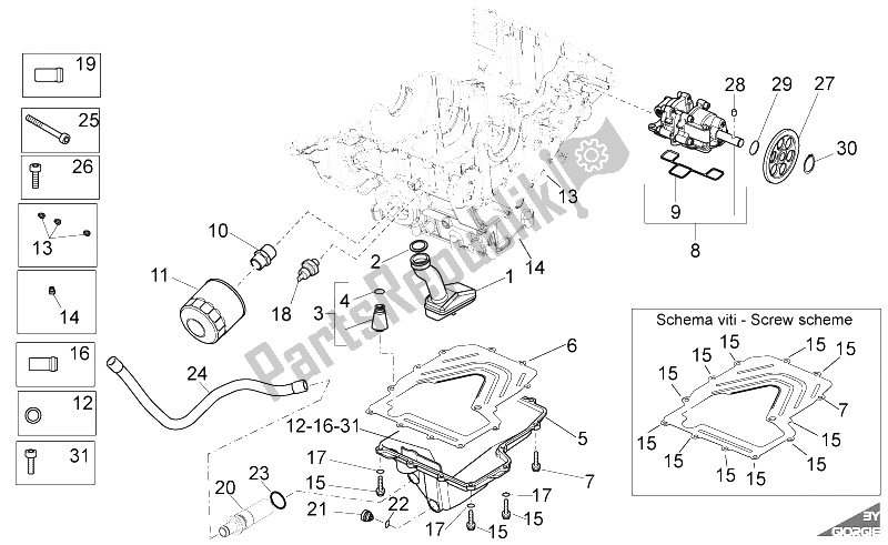 All parts for the Lubrication of the Aprilia RSV4 R SBK Factory 1000 2009