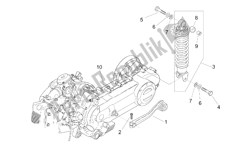 Toutes les pièces pour le Moteur - Amortisseur Arrière du Aprilia Mojito 125 1999