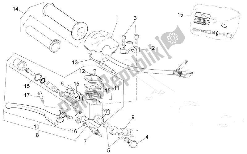 All parts for the Rh Controls of the Aprilia Sport City Street 300 4T 4V E3 2012