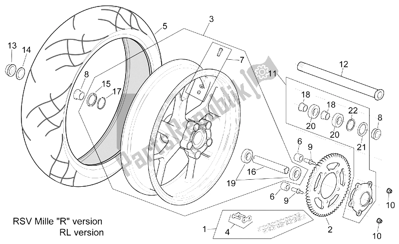 Toutes les pièces pour le Roue Arrière Rsv Mille Version 