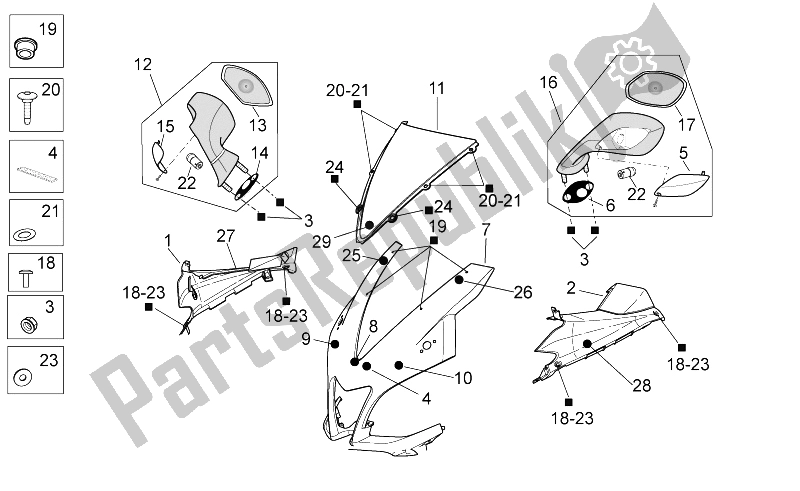 All parts for the Front Body I of the Aprilia RSV4 Aprc R ABS 1000 2013