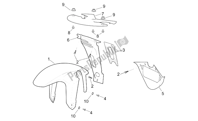 Tutte le parti per il Corpo Anteriore - Parafango Anteriore del Aprilia RSV Mille SP 1000 1999