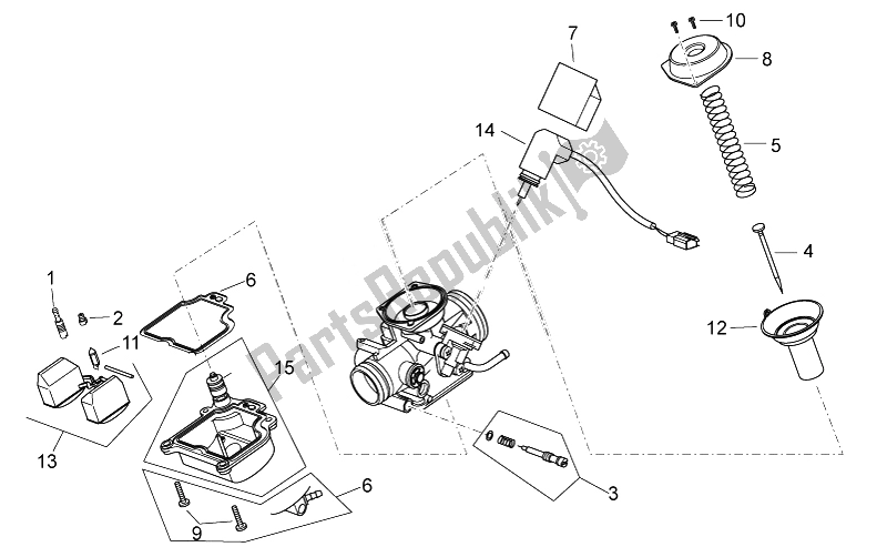 Alle onderdelen voor de Carburateur Ii van de Aprilia Sport City Cube 125 200 Carb E3 2008