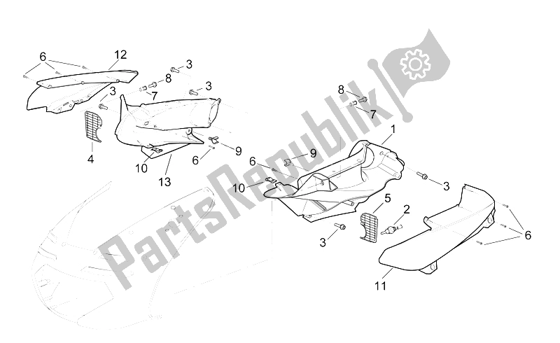 Tutte le parti per il Corpo Anteriore - Condotto del Aprilia RSV Mille 1000 2000