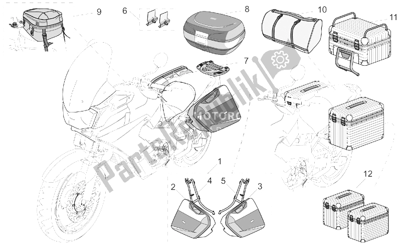 All parts for the Acc. - Top/cases, Side Cases of the Aprilia ETV 1000 Capo Nord 2001