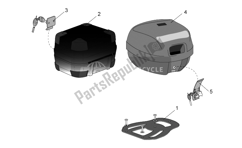 Toutes les pièces pour le Acc. - Top / Valises, Valises Latérales du Aprilia Scarabeo 50 2T E2 ENG Piaggio 2007