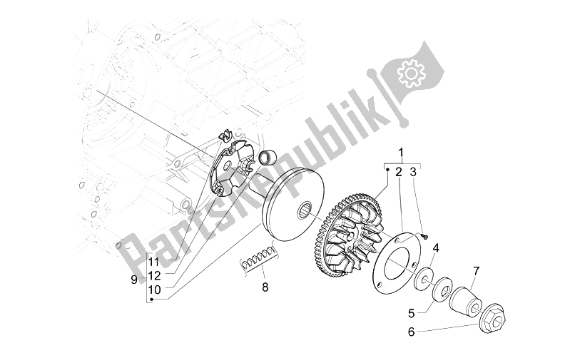 Toutes les pièces pour le Ensemble Variateur du Aprilia Mojito 125 E3 2008