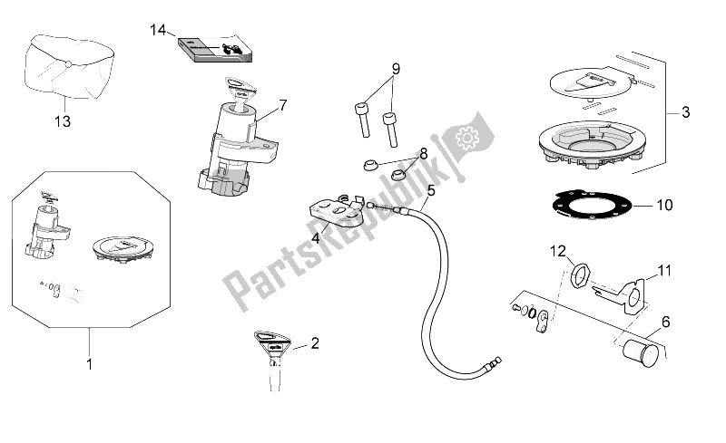 Todas as partes de Kit De Ferragens De Bloqueio do Aprilia RSV4 Aprc R ABS 1000 2013