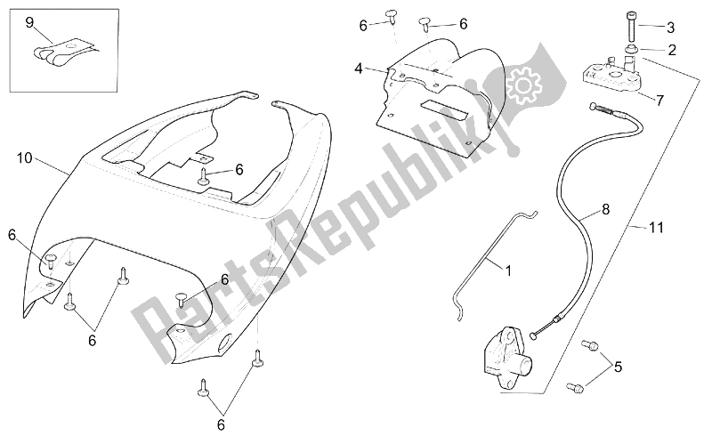All parts for the Rear Body - Rear Fairing of the Aprilia RSV Mille 1000 2001