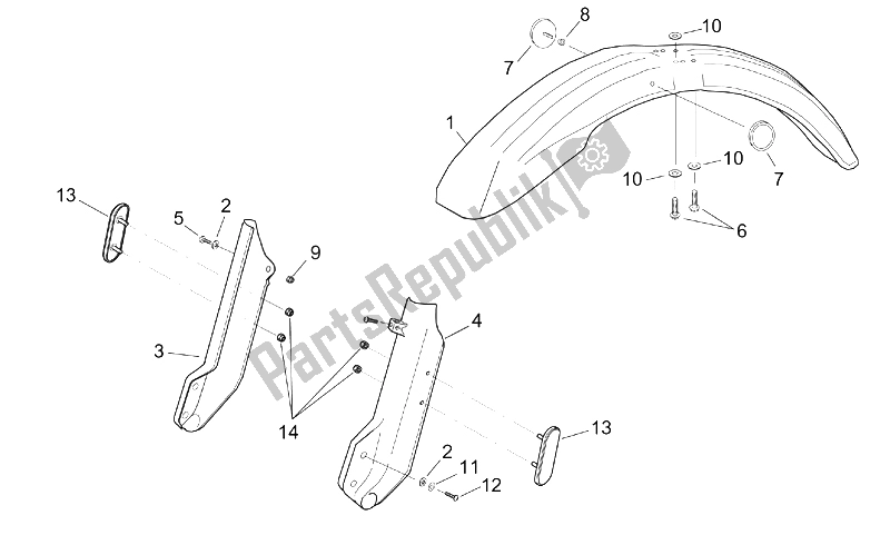 All parts for the Front Body I of the Aprilia RX 50 2003