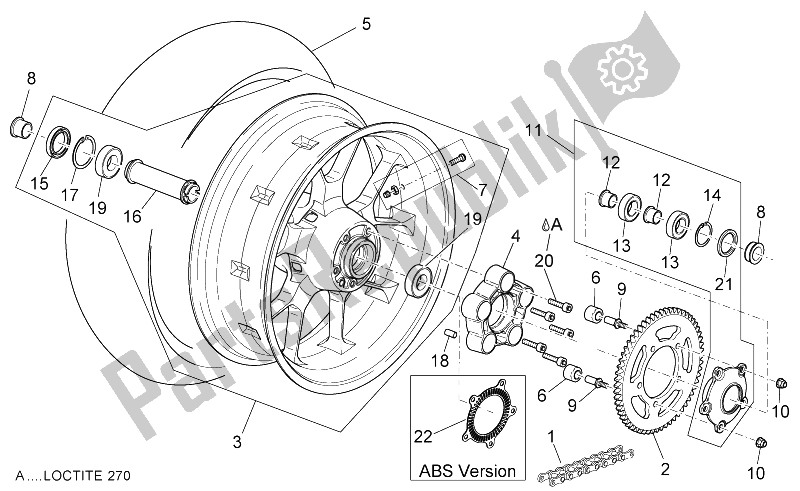 Todas as partes de Roda Traseira do Aprilia Dorsoduro 750 ABS USA 2015
