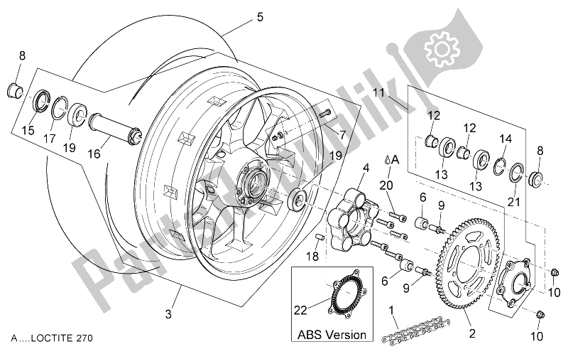 Tutte le parti per il Ruota Posteriore del Aprilia Dorsoduro 750 ABS USA 2015