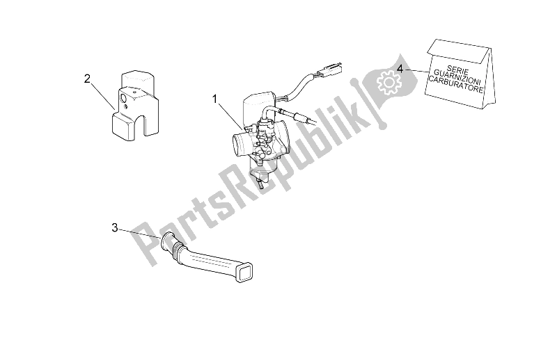 Toutes les pièces pour le Carburateur Cpl. Du Aprilia Mojito Custom 50 2T ENG Piaggio 2004