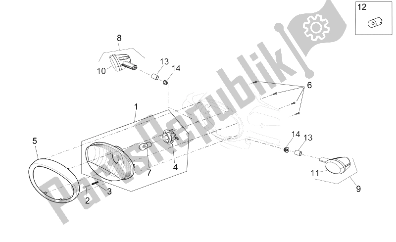 Toutes les pièces pour le Feux Avant du Aprilia Scarabeo 50 4T 2V E2 2006