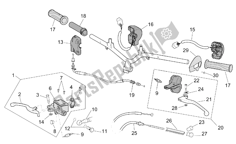 All parts for the Controls of the Aprilia Scarabeo 100 4T E2 2001