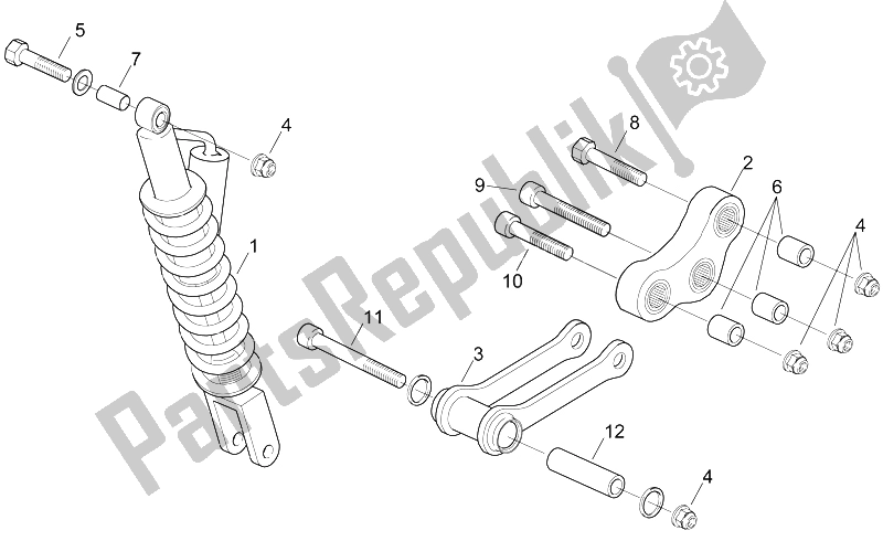 Todas as partes de Amortecedor Traseiro do Aprilia MX 50 2002