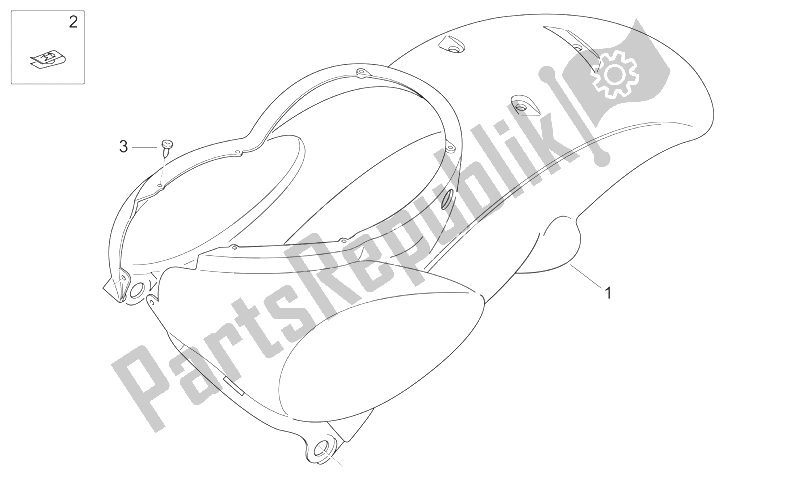 Todas las partes para Cuerpo Trasero I - Carenado Trasero de Aprilia Scarabeo 50 2T E2 ENG Piaggio 2005